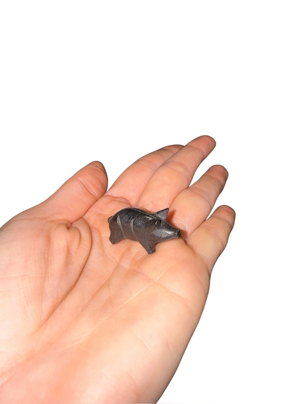 Small vintage hand carved pig figurine